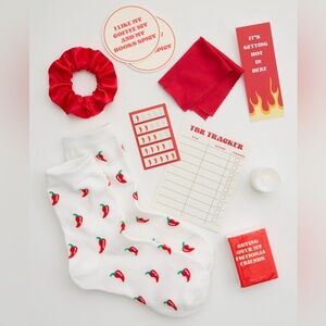 New!! Pinch Spicy Reading Kit: Chili Pepper Party Socks and Accessories Set